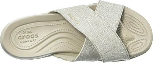 Crocs Women's Capri Shimmer Cross-Band Sandal Flat2