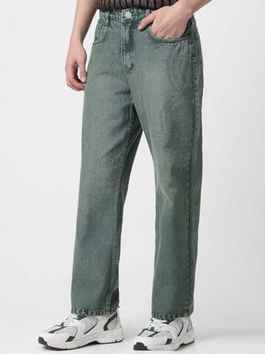 Image of Neostreak Men's Loose Baggy Fit Heavy Washed Jeans Non-Stretchable