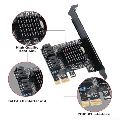 Controladora PCIe SATA 3.0 de 4 puertos para disco duro HDD y SSD en PC Linux Windows 3