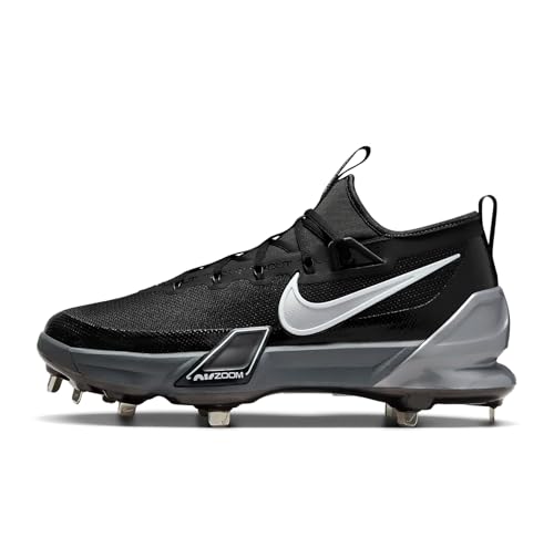 Nike Force Zoom Trout 9 Elite Baseball Cleats (FB2906-003, Black/Anthracite/White/Metallic Silver) Size 7