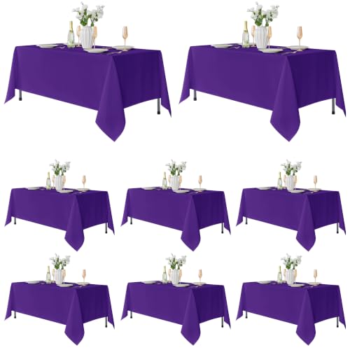 Fitable 8 Pack Purple Tablecloths 70x108 Inch for 6 Ft Rectangle Tables