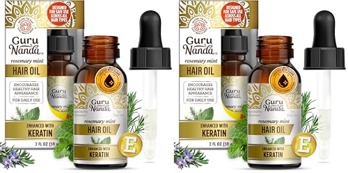 GuruNanda Rosemary Mint Hair Oil with Keratin & Vitamin E (2oz, Pack of 2)