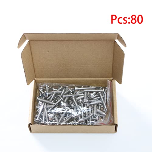 Ohamtes 80PCS #10 x 1-1/4"(ST4.8 * 32mm) Stainless Steel Cross Recessed Round Head Self-Tapping Screws Improved Truss Head Wood Screws Large Pan Head Screws - Image 3