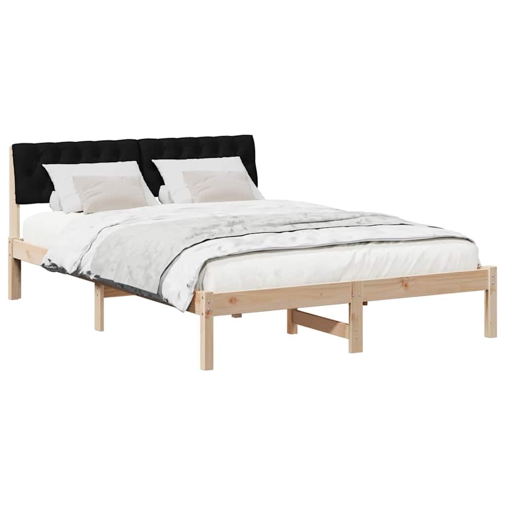 lite drewno sosnowe tapicerowane oparcie 150 x 200 cm brązowy