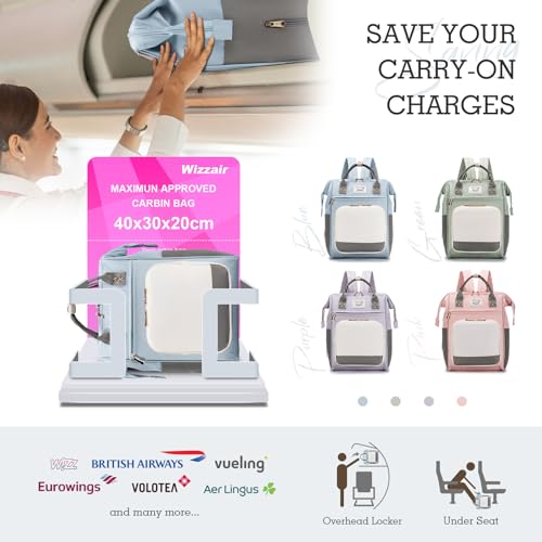 BAGROUPS Wickeltasche Rucksack Großer Wickelrucksack mit Multifunktions Reiserucksack Handgepäck Flugzeug 40x30x20 cm Wizzair Travel Backpack Carry On Luggage Diaper Bag für Mama & Papa Unterwegs Blau – Bild 3