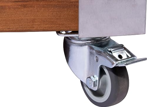 dobar® Hochbeet Rolfi | Rollbares Hochbeet mit Pflanzenvlies | Pflanzkasten aus Holz | 78 x 52 x 40,5 cm | Kiefer | braun