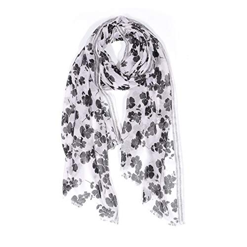 Écharpe légère à imprimé floral pour femme - Gris - Medium Cover