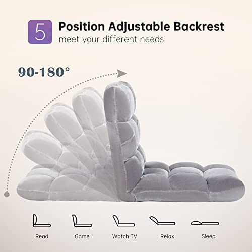 Image of PayLessHere Floor Chair Multi-Angle Adjustable Back Support with Skin Friendly Coral Velvet for Meditation Gaming Reading Living Room