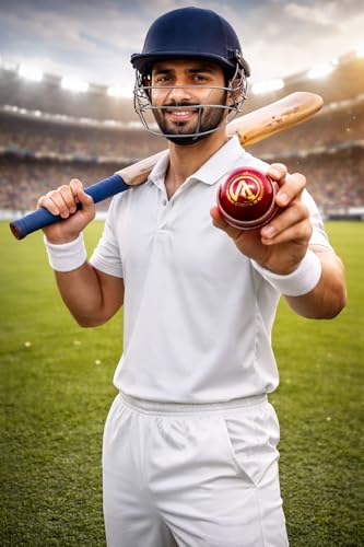 Image of Ananya Creations Classic Red 4 piece Leather Cricket Ball -60 Overs (Super Test) | Premium Hand Stitched | Durable for Test, ODI, T20 & Practice Matches | Swing & Seam Optimized | Premium Shine (6)