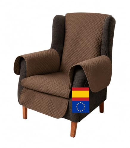 Miogar Funda Sillón Relax Reclinable y Butaca Orejero – Funda Sofá 1 Plaza Acolchada Reversible y Lavable – Protector contra Manchas y Arañazos – para Mascotas y Niños – Fabricado en España