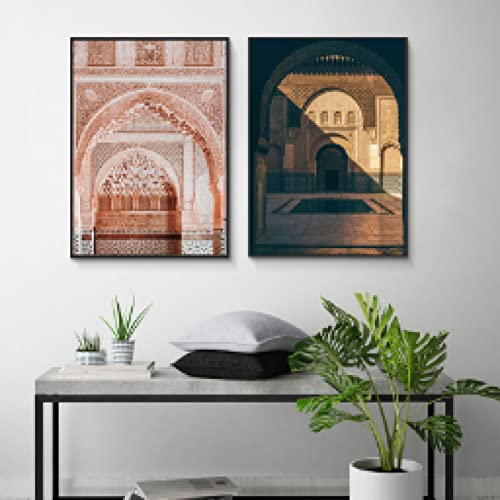 HD Poster Print Marruecos Puerta Pasillo Pinturas en lienzo Abstract Wall Art Pictures para sala de estar Comedor Decoración Mural 70x91cmx2pcs sin marco Cover