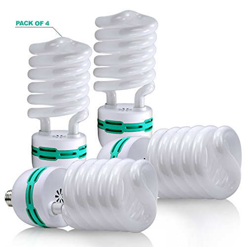 Julius Studio 4 Pack Full Spectrum Light Bulb 85 Watt 6500 Kelvin, Compact Fluorescent CFL Lighting Bulb for Photo Video Studio, Photography Studio, JSAG329