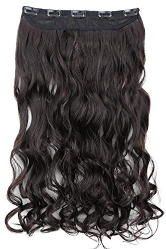 PRETTYSHOP Clip In Hair Extensions Full Head One Piece Hairpiece Wavy Heat-Resisting 27" black brown #2 C52-1