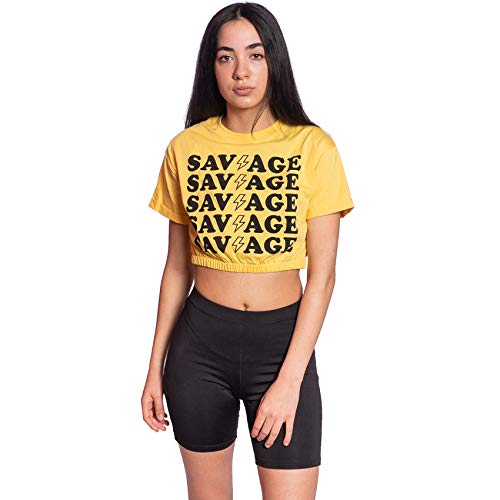 SAVAGE - TIM CARTER Camisetas Cortas & Tops (Yellow, XS)