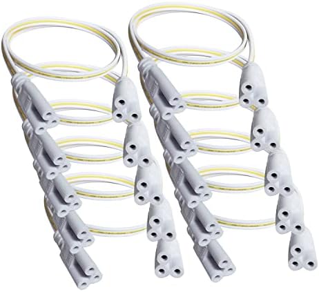 Faoyliye T5 T8 Tube Connector Cords, 3-pin Extension Power Cord,（10-Pack LED Female to Female Connector Cable for Integrated LED Tube Dual Connector Cable (30cm/0.98ft)