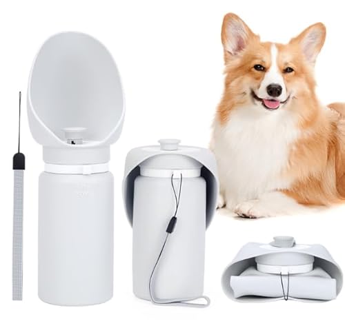 犬用アウトドア随行水筒 ポータブル折りたたみ式 散歩用給水器 ペット用品 (ホワイト)