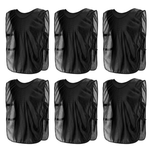 PATIKIL Scrimmage Vest, 6 Pack Soccer Pennies Soccer Jersey Training Vests Team Sports Pinnies Youth Football Practice Jerseys Fits Height 90cm to 115cm, Black (Small)