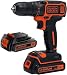 Produktbild Black+Decker Akku-Bohrschrauber (18V, inkl. 2x Li-Ion Schiebe-Akku, 400 mA Ladegerät, LED-Arbeitsleuchte, Softgriff) BDCDC18B
