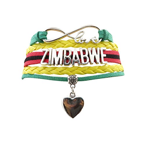 Preisvergleich Produktbild Angepasste Unisex Leder Leder Metall Flagge Armband Armband Manschette (Zimbabwe)