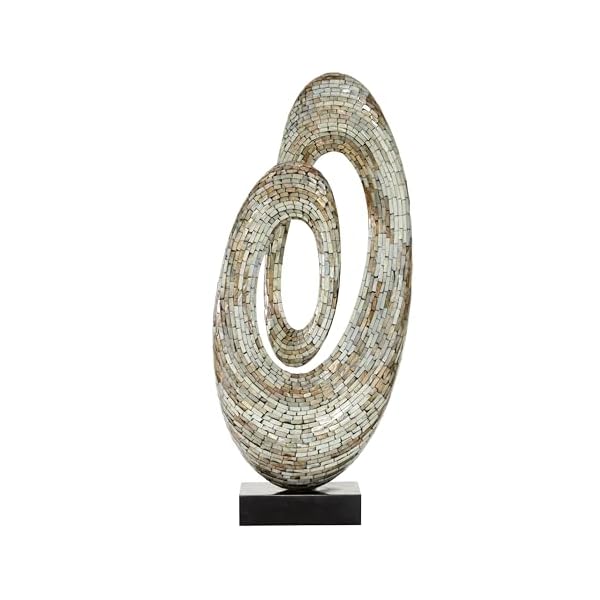 Deco 79 mother of pearl shell abstract decorative sculpture swirl home decor statue with black base accent figurine 12 x 5 x 29 gray  urban country home decor