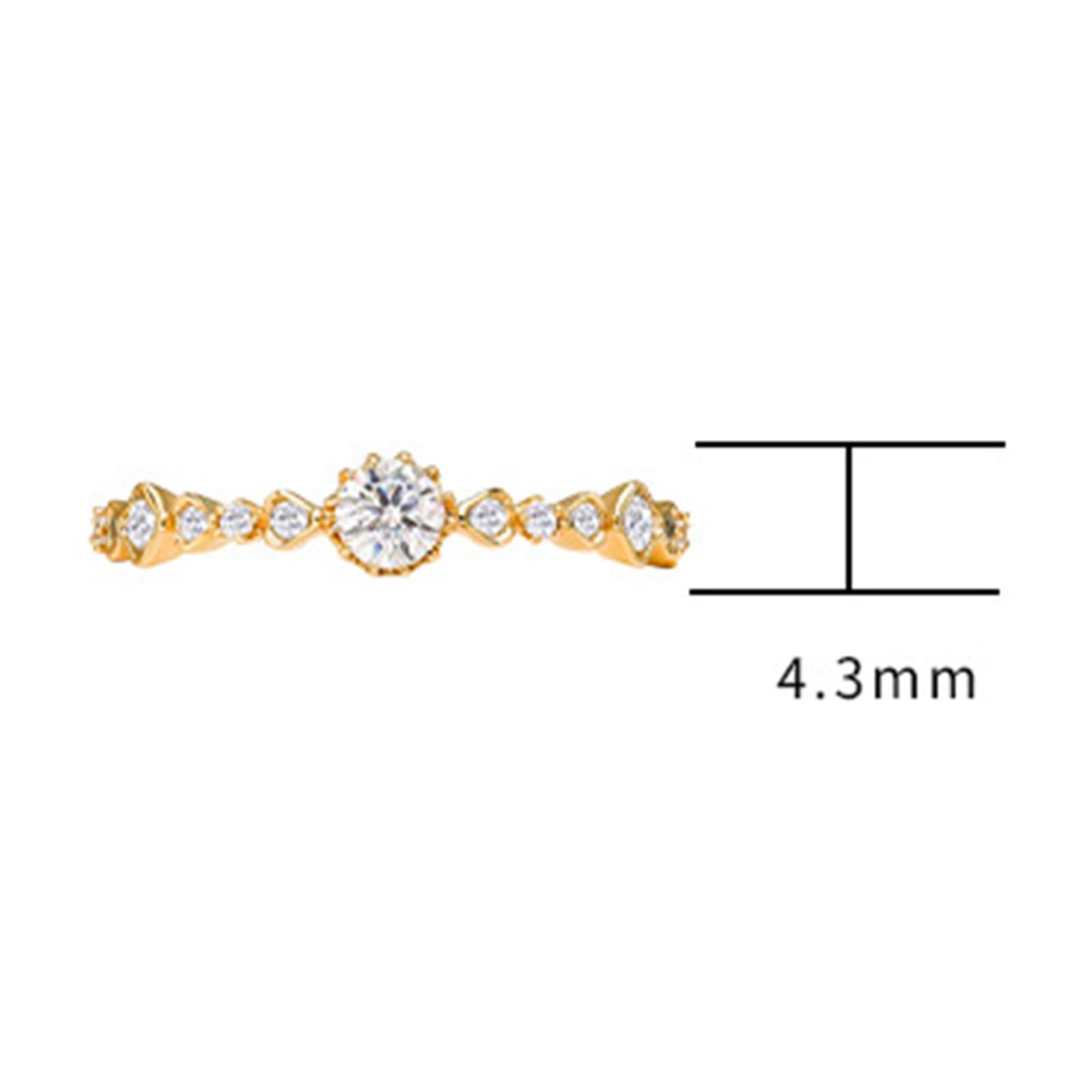 Anillo de compromiso fino de oro amarillo de 9 quilates, 14 quilates y 18 quilates para mujer, con moissanita de media eternidad, oro real