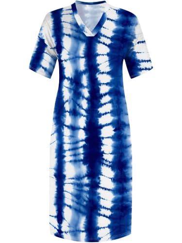 Image of PinkPatty Women's Plus Size Short Sleeve Maxi Dress Casual Loose V Neck Long Dress with Pockets