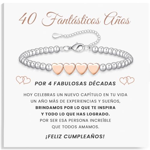 SOFIA FERRER Regalo Mujer Cumpleaños, Pulsera Acero Inoxidable con Dedicatoria Emocionante, Pulsera 40 Años Mujer, Regalo 40 Años Madre, Hermana, Amiga, Colega (40 años) SOFIA FERRER Regalo Mujer Cumpleaños, Pulsera Acero Inoxidable con Dedicatoria Emocionante, Pulsera 40 Años Mujer, Regalo 40 Años Madre, Hermana, Amiga, Colega (40 años)
