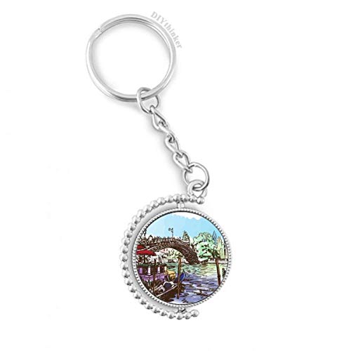 Keyholder Italie Venise aquarelle rotatif de 1,2x3,5 pouces au fini multicolore soigné