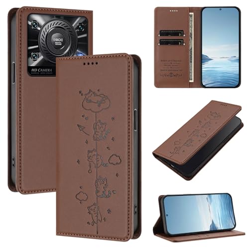 �X�}�z�P�[�X �Ή��@�� for Oukitel C60 / C60 Pro �yRFID�Ւf�@�\�z�y�J�[�h�z���_�[�t���}�O�l�b�g�J���t���b�v�L�b�N�X�^���h�zBrown