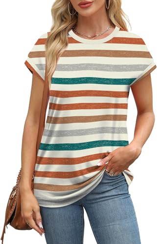 Image of Alaroo Womens Summer Tops Short Sleeve Shirts Crew Neck Cute Trendy Tunic Blouses (S-3XL)
