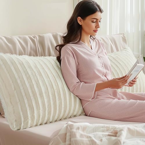 Image of BEDELITE Body Pillow Cover with Zipper, Boho-Beige, 20x54 Inch, 1 Pack | Body Pillow Pillowcase, Super Soft and Cozy Fuzzy Fleece, Luxury Plush Long Pillowcase, Versatile Comfort for All Seasons