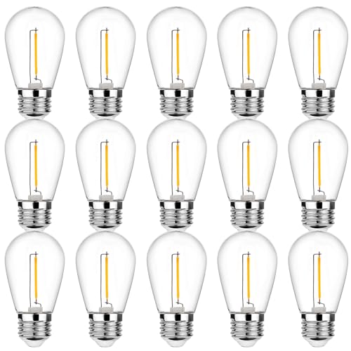 ProCrus E27 Bombilla LED Blanco Cálido, 1W S14 Bombilla Vintage, Reemplazo para Bombilla Incandescente de 10W, 2700K Blanco Cálido Bombilla de Filamento LED de Plástico, No Regulable, Paquete de 15