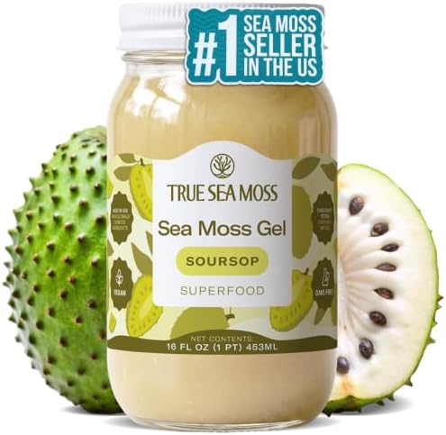 True Sea Moss – Sea Moss Gel – Soursop, Pack of 1 (Labels may Vary)