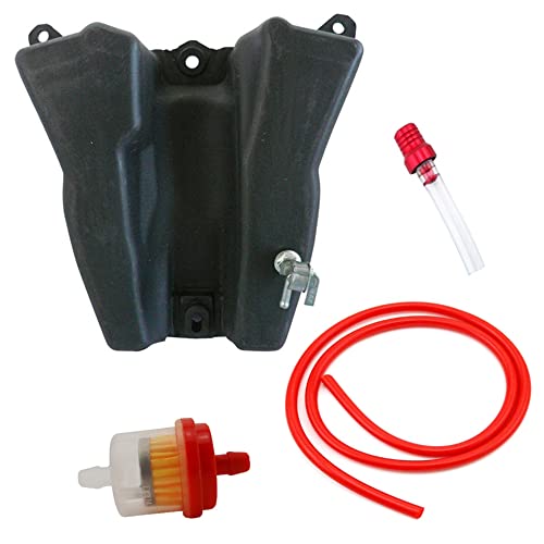 Tc-Motor Black Fuel Tank Cover Petcock + Red Gas Hose Tube Line + Fuel Filter + Vent Valve Breather For Honda Crf50 Xr50 Dirt Pit Bike Coolster Sdg Lifan 50Cc 90Cc 110Cc 125Cc 150Cc 160Cc #TOP3
