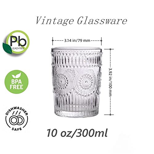 Amzcku Vintage Drinking Glass Set Of 4, 10 Oz - For Cocktails, Mixed Drinks, Whiskey, Beverage, Water, Milk And Juice… #TOP1