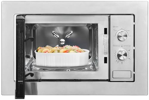 Miniatura 3 de Exquisit Microondas Encastrable 20l, 800w, Acabado En Inox, Interior Inoxidable, 5 Niveles De Potencia, Función Descongelación, Plato Giratorio De 25,5 Cm, Medidas 38,4 X 59,5 X 36,6 Cm