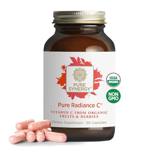 PURE SYNERGY Pure Radiance C | Organic Vitamin C Capsules | 100% Natural, Whole Food, Non-GMO Supplement with Camu Camu Extract | for Immune and Collagen Support (90 Capsules)