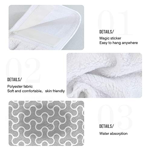 Aslsiy Geometry Pattern Hanging Kitchen Towels Grey Square Bathroom Hand Tie Towel Fast Drying Dish Tea Towels For Bath Tabletop Gym Home Decor Set Of 2 #TOP4