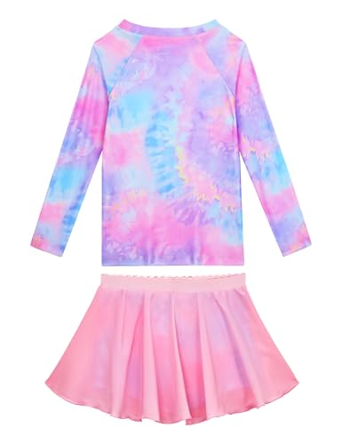 Snowheart Girls Rash Guard Swimsuit Set Long Sleeve Bathing Suit Two Piece 3-12 Years2