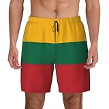 Flag of Lithuania Breathable Fit Trends Men's Swim Trunks Board Short with Waist Elastic Band Swimming Trunks Black