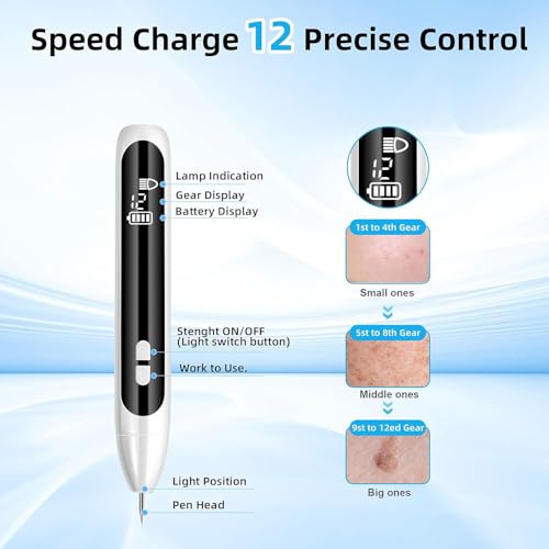 Kit profissional de remoção de pele, caneta de remoção de etiqueta de pele, ajuste de 12 níveis, com