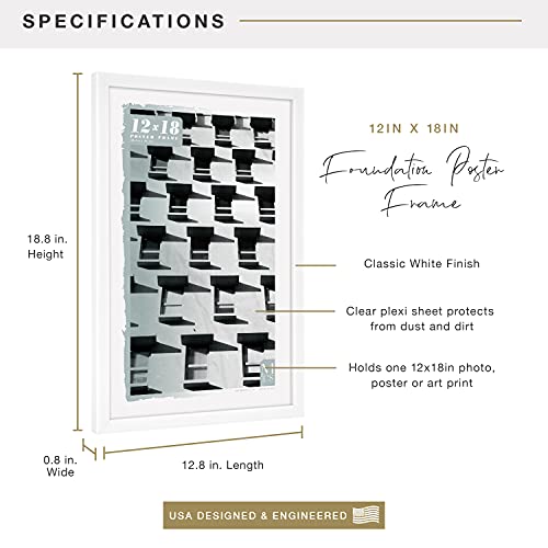 Mcs Gallery Foundation Poster Frame, Picture Frame For Wall Art, White, 12 X 18 Inch, Single #TOP2