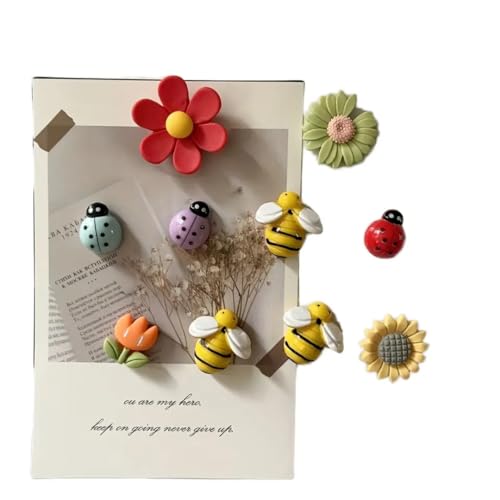 Image of 10 Pc Resin Flower Bees Bugs Fridge Magnets for Home Decor & Gifting | Kitchen Decoration Stylish Refrigerator Accessories | Cute Fridge Magnets