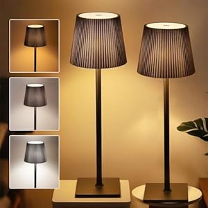 Xiake 2 Stück Dimmbare LED Akku Tischlampe, Dimmbar 2700K-6000K, IP54 Wasserdicht, 3 Farbtemperatur Nachttischlampe für Nachttisch Schreibtisch Outdoor Esstisch Wohnzimmer, Balkon, Garten, Te...