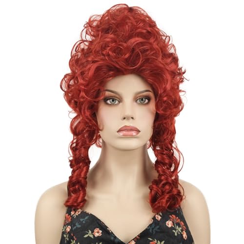 Aimole Red Curly Wigs for Women Beehive Wig Vintage Queen