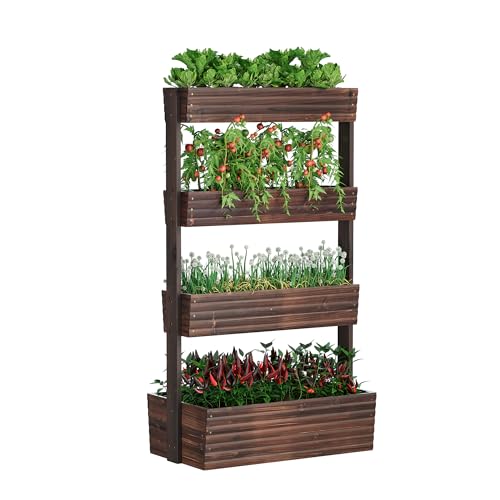 FILWH Wooden Raised Garden Bed Vertical Planter Box, Freestanding Plant