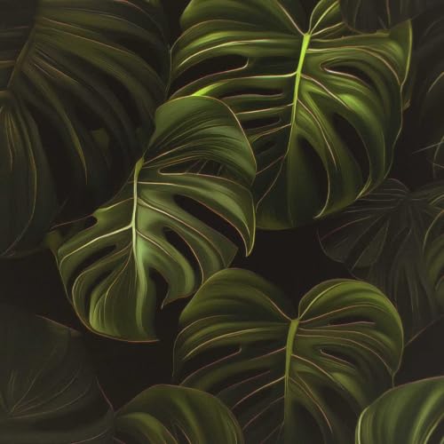 Cajonera moderna ELBURG con estampado tropical de hojas de palma 5