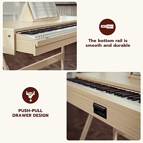 UMOMO 88 Key Weighted Digital Piano, Both Desk Piano & Vanity Desk Piano, 88 Key Progressive Hammer-action Keyboard Piano for Beginners with MIDI, Burlywood