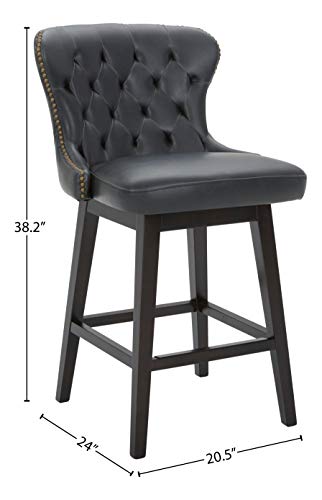Amazon Brand – Stone & Beam Morgan Faux Leather Memory-Swivel Counter-Height Barstool, 38.2"H, Black #TOP2