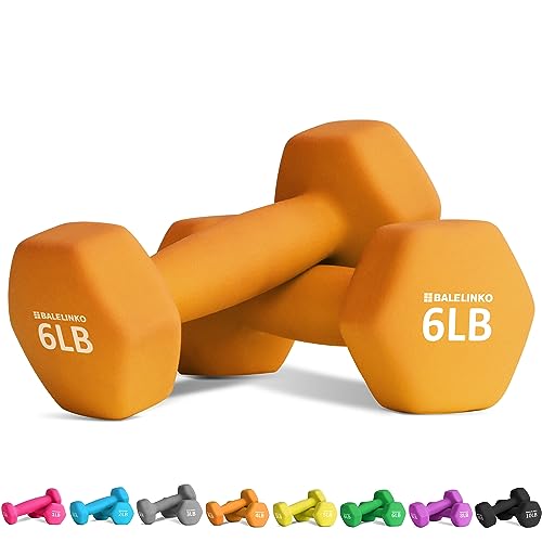Balelinko Home Gym Equipment Workouts Strength Training Weight Loss Pilates Weights Yoga Sets Free Weights for Women, Men, Seniors and Youth, 6LB Orange, Pair by Balelinko - Used condition - US$16.47